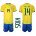 Billige Brasilien Eder Militao #14 Børnetøj Hjemmebanetrøje til baby VM 2022 Kortærmet (+ korte bukser)